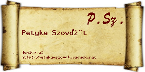 Petyka Szovát névjegykártya